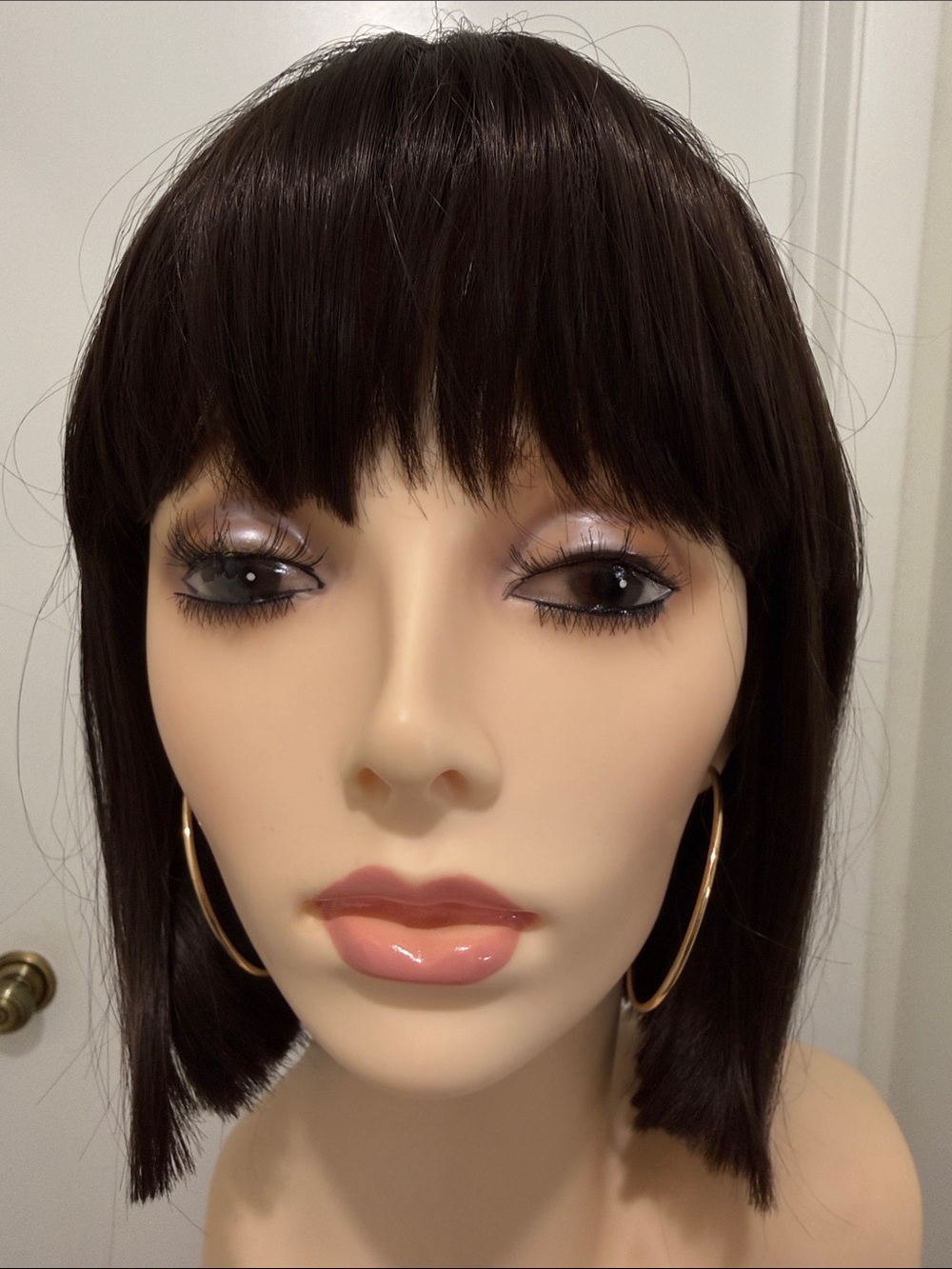 HAIR, 12” Bob with Bangs, Medium/Dark Brown - Picture 4 of 8